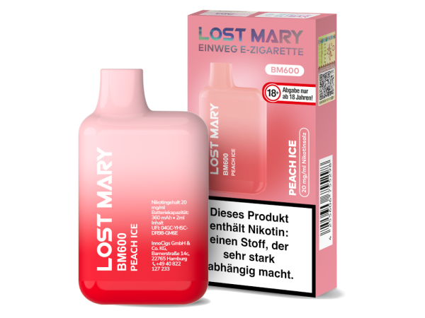 Lost Mary - BM600 Einweg E-Zigarette - Peach Ice 20 mg/ml